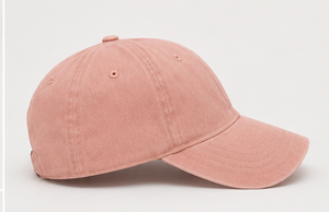 Casquette de baseball brodée en gros, 6 panneaux, non structurée, en coton lavé, haute qualité, style vintage, étoile, profil bas, rose - Product Image 3