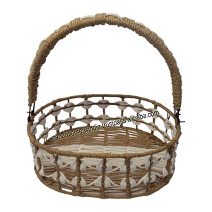 Wholesale Handmade Metal Iron Paper Rope Woven Elegant Eco-Friendly Multifunction Custom Logo Oval Gift <b>Hamper</b> <b>Basket</b> Wedding - Product Image 3