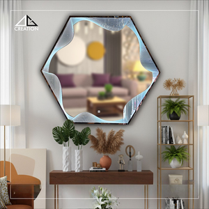 Stunning SS PVD Frame <b>Mirror</b> Laser-cut Geometric Patterns Glowing Vibrant LED Colors Eco-Friendly Anti-Fog Perfect for Weddings - Product Image 2