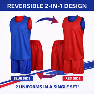 Ensemble de shorts de basket-ball réversibles pour équipes scolaires, adultes, double face, OEM personnalisé, 100% polyester, antibactérien - Product Image 2