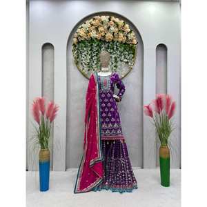 Ensemble de vêtements de fête pour femmes avec fil et séquence de travail Ensemble élégant - Product Image 3