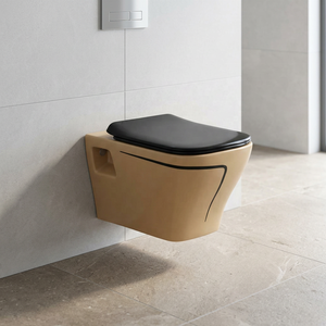 WC monobloc en céramique haut de gamme bicolore avec finition ergonomique ultra-brillante pour toilettes commerciales contemporaines - Product Image 2