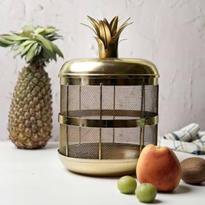 Antique Bronze Metal Fruit Bulbul Basket with <b>Mesh</b> Lid Decorative Birdcage Style <b>Insect</b>-Proof Storage Holder Fr Kitchen Counter - Product Image 3