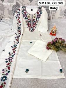 Fournisseur indien de collections de salwar-kameez et dupatta en soie romaine de haute qualité, avec de véritables broderies à la main de Kolkata, prêts à porter. - Product Image 3