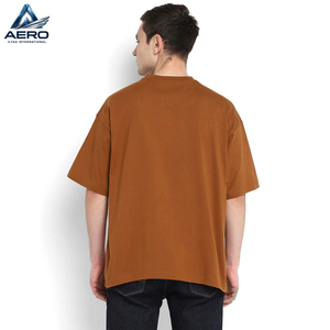Camiseta de Algodón Marrón Lisa OEM para Hombre, de Alta Calidad, Manga Corta, Cuello Redondo, Holgada, Informal, Lisa, al por Mayor - Product Image 2