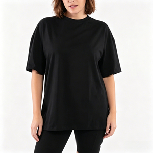 เสื้อยืดโอเวอร์ไซส์สีขาวสำหรับผู้หญิง ผ้าฝ้าย คอกลม ทรงหลวม สีพื้น ระบายอากาศได้ดี ผ้าเจอร์ซีย์ แขนสั้น ใส่สบายในฤดูร้อน เป็นมิตรกับสิ่งแวดล้อม น้ำหนัก 180 กรัม - Product Image 4