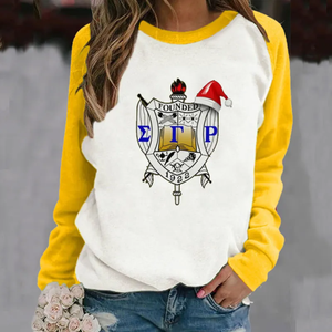 <b>Christmas</b> Paneled Long-Sleeve <b>Sweatshirt</b> White Women's Holiday Pullover Top Casual Winter Crewneck Shirt Festive <b>Christmas</b> - Product Image 1