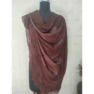 Estola de Lana Fina con Encaje, Chal de Lujo Premium para Mujer, Suave y Cálido, 80% Lana Fina, 20% Seda, Ligero, 70x200 cm - Product Image 1