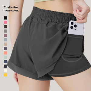 Pantalones Cortos Deportivos de Yoga de Dos Capas, Transpirables, de Secado Rápido, con Bolsillos, Ligeros, para Correr, Personalizados con Bordado - Product Image 4