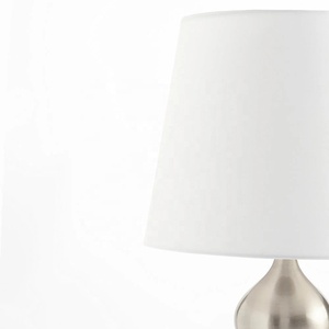 Regalia Hourglass Metal Table <b>Lamp</b> with Linen Tapered Shade Brushed Nickel Finish Soft Ambient Glow for Elegant Decor - Product Image 5