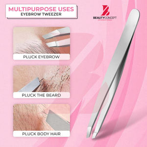 Perfectas para dar forma, pinzas de acero inoxidable con agarre antideslizante y punta inclinada para un aseo preciso y modelado de cejas. - Product Image 4