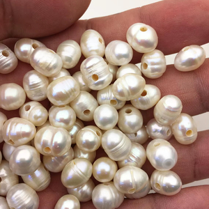 AA White Freshwater Pearl 8.5-9.5mm <b>Large</b> Hole 2mm Potato <b>Beads</b> Clean Surface Big Hole Pearls Easy Stringing Jewelry Bulk - Product Image 1