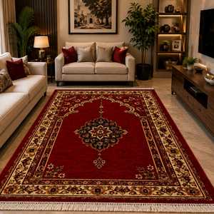 Hand Knotted 100% NZ <b>Wool</b> Persian <b>Red</b> Medallion Area Rug - Product Image 1