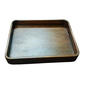 Plateau de service rectangulaire en bois, fait main, en bois naturel, bords surélevés, moderne, poli, écologique, vaisselle décorative - Product Image 1