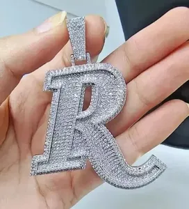 Fully Iced Out Customize Letter <b>Pendant</b> S925 Sterling <b>Silver</b> Moissanite <b>Pendant</b> <b>Initial</b> Letter Hip Hop <b>Pendant</b> For Men Women - Product Image 3