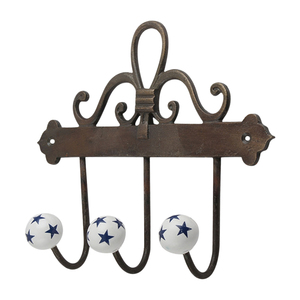 Elegante Gancho de Pared Doble de Cerámica con Forma de Estrella, Gancho Multiusos de Metal Plateado para Colgar Abrigos, Toallas y Bolsos en la Entrada - Product Image 3
