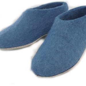 Blue Toned Indoor Unisex <b>Shoes</b> Wool Felted Handmade Artisan Footwear Warm Comfortable High Quality Rubber Outsole All Seasons - Product Image 4