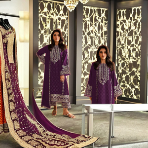 Georgette de renard lourd avec fil de travail 2 tons et point de broderie Jari Zarkhand produit en vrac de travail en pierre - Product Image 1