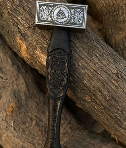 Mortal Blades Marteau de Thor Viking unique fait main en acier à haute teneur en carbone avec manche en bois de hickory gravé, Marteau de toiture, DIY OEM - Product Image 5