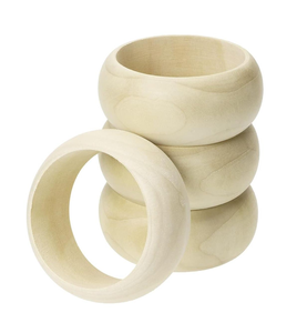 Wood Bangle Bracelets 4Pcs 2.8inch Unfinished Natural Round <b>Large</b> Wooden <b>Ring</b> for Art & Craft Project DIY Jewelry Making - Product Image 2