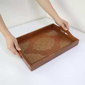 ชุดถาดเสิร์ฟไม้พิมพ์ลาย ถาดซ้อนกันได้พร้อมหูจับ ตกแต่งสไตล์เรสติก - Product Image 3