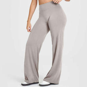Women's High Waist Non-Front Seam Butt Lifting Fitness <b>Flare</b> Custom Seamless <b>Leggings</b> Wide Leg Sports Sets Plus Size Breathable - Product Image 2