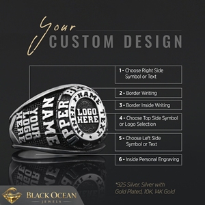 แหวนสั่งทำ BOJ รุ่น 024 สลักชื่อและโลโก้ตามต้องการ แหวนเงินแท้ 925 ชุบทอง ดีไซน์ทำมือ ราคาพิเศษ - Product Image 3