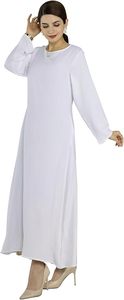 Abaya Modeste pour Femme, Robe Longue à Manches Longues et Col Rond, Couleur Unie, Respirante, Coupe Ample, Style Moyen-Orient, Tenue de Prière - Product Image 6