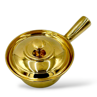 Pot en laiton véritable de 9 pouces, fabriqué à la main, avec poignée en laiton massif, fabrication thaïlandaise, 2,76 kg, léger, pour servir des soupes chaudes