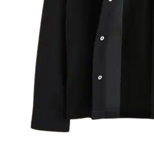 Chemise-veste décontractée pour homme en jersey noir sergé, à boutons sur le devant, manches longues, avec poches poitrine, légère, nouvelle collection. - Product Image 5