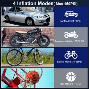 Compresor de Aire Inalámbrico Digital de 140W 150PSI 21V, Inflador de Neumáticos a Batería con Luz LED para Autos, Motocicletas y Bicicletas, Color Negro - Product Image 3