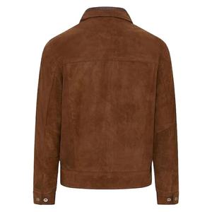 Chaqueta de Motociclista de Cuero Gamuza Marrón para Hombre, Cuello Camisero, Estilo Casual para Uso Diario, Invierno, Color Sólido, Prenda Exterior de Moda, Personalizada, Talla 3XL - Product Image 3