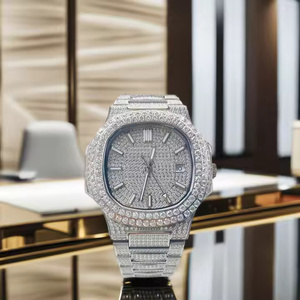 Reloj de Lujo con Diamantes Moissanite para Hombre, Elegante Reloj de Pulsera de Cuarzo con Acabado Premium, Diseño de Moda para Fiestas - Product Image 4