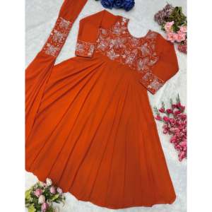 Vestido de noche de diseñador Vestido Anarkali elegante con bordado para fiesta - Product Image 2
