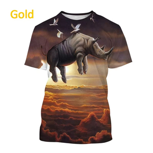 Unique Design 3D Printed Rhinoceros T Shirt For <b>Men</b> Funny <b>Animal</b> Pattern Tees Summer Casual Personality High Quality Custom Logo - Product Image 4