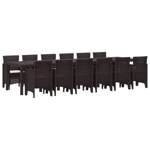 Ensemble de salle à manger de jardin en rotin brun Polyt de 13 pièces - Product Image 1