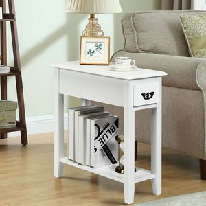 2-Tier Narrow Nightstand End Bedside Sofa <b>Side</b> Table - Product Image 5