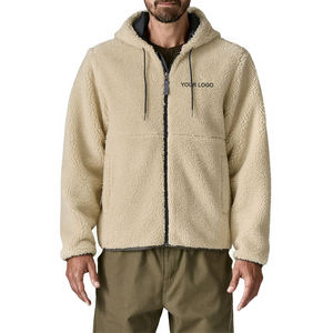 Top Trending Men's Retro Style Sherpa Fleece Jackets Custom <b>Warm</b> Windproof Long Sleeve Quarter Zipper Hoodies For Outdoor Us - Product Image 4