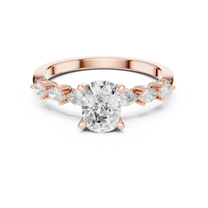Rose Gold <b>Cushion</b> Cut Lab Grown Diamond Engagement <b>Ring</b> Side Stone <b>Wedding</b> <b>Ring</b> for Women Fine Jewelry - Product Image 1