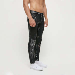 Pantalones Vaqueros Ajustados con Raya Lateral, Diseño Desgarrado, Logotipo Personalizado, Venta al Por Mayor, Moda para Hombre, OEM ODM - Product Image 2