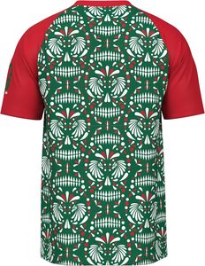 Maillot de sport personnalisé pour garçons, en coton imprimé, à manches courtes raglan, motif à carreaux sur le devant, pour équipe de Noël - Product Image 1