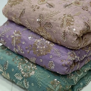 Export Quality Embroidered Silk Fabric with Beads Bulk Supply Silk Fabric with Beaded Embroidery For Clothing Industry Beaded - Product Image 5
