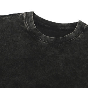 T-shirt noir pour homme, coupe oversize, effet délavé, 100% coton, tissu épais, style vintage usé, logo personnalisé, coupe ample, streetwear - Product Image 5