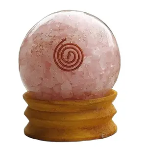 Boules d'orgone en Quartz Rose avec support métallique à vendre | Sphère d'orgone de haute qualité | Thérapie de méditation
