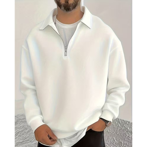 Sweat-shirt à col zippé pour homme, personnalisé OEM, polyester et coton, meilleure couture, mode européenne - Product Image 1