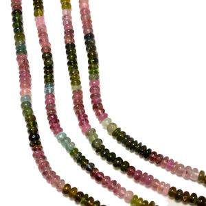 Perles Rondelles de Tourmaline Naturelle Multicolore Lisses Rose Vert Brun Noir – Fil de Pierres Précieuses en Tourmaline - Product Image 6