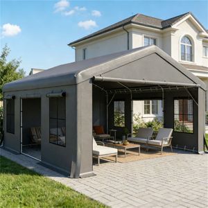 Tenda Grigio Scuro per Auto, Gazebo Parasole per Garage, Tettoie e Carport - Product Image 1