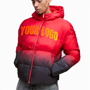 Blouson matelassé unisexe à blocs de couleur avec capuche, col montant en toile, imperméable, décontracté, pour l'hiver, coupe longue et ample - Product Image 1