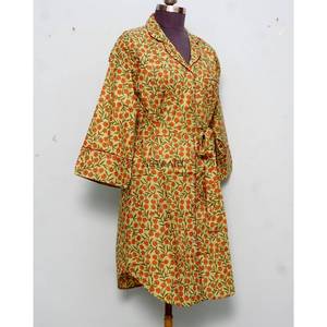 Robe longue artisanale en coton indien à imprimé floral pour femmes et filles, chemise de nuit maxi douce et confortable, idéale pour mariée, vente en gros - Product Image 5