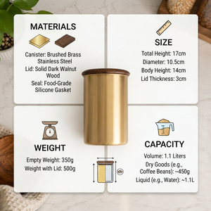Modern Brass <b>Storage</b> Canister with Wooden Lid Decorative <b>Kitchen</b> Counter <b>Jar</b> Coffee Tea Sugar Dry Food Container OEM Wholesale - Product Image 5